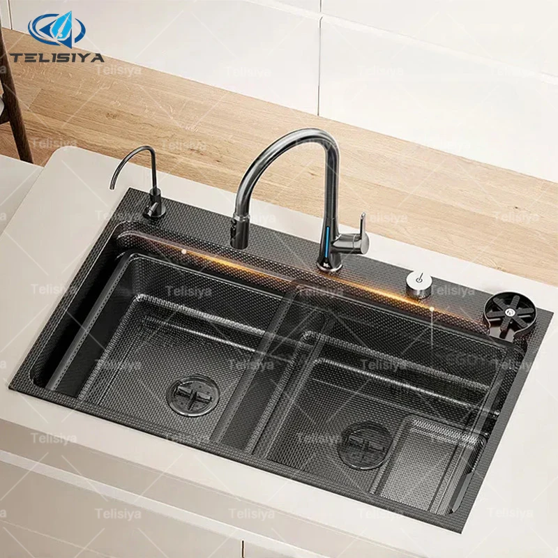 

Wash Bowl 304 Stainless Steel Kitchen Sink Multifunctional Scratch and Stain Resistant Gray Large Single Slot Wash Dish Basin