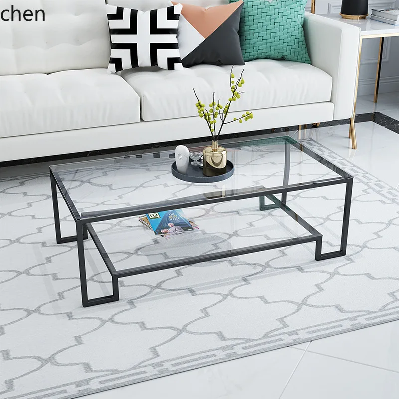 CZ Tempered Glass Coffee Table Minimalist Living Room Small Apartment Small Coffee Table Modern