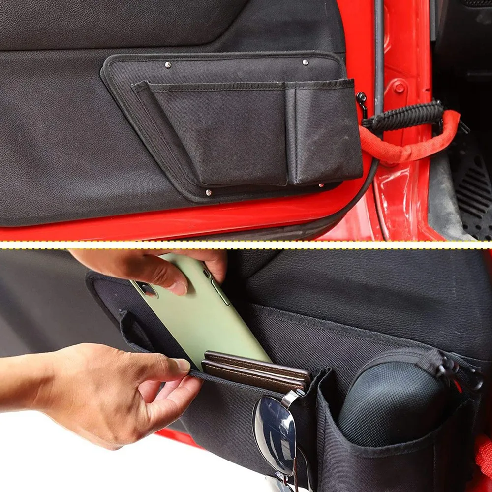 Door Pockets Front Door Storage Bag Organizer for Jeep Wrangler JK JKU JL