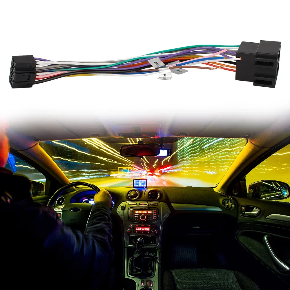 16 Pin to ISO Wiring Harness Adapter 16P Plug ISO Connector Conversion Cable Universal Accessories Wire for DIN Screen Car Radio
