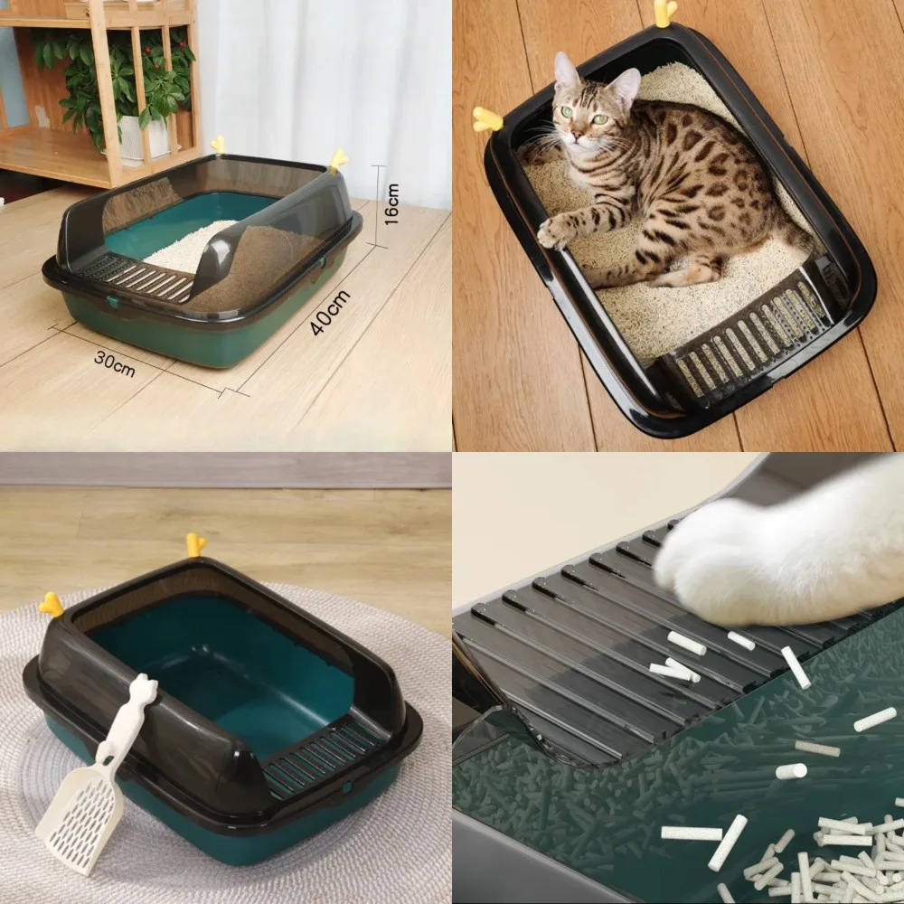 

Semi-Enclosed Cat Litter Box Design - Prevent Splash Tray - Sandbox Cat Tray for Kittens - Pet Toilet Goods for Kitty Litter Bed