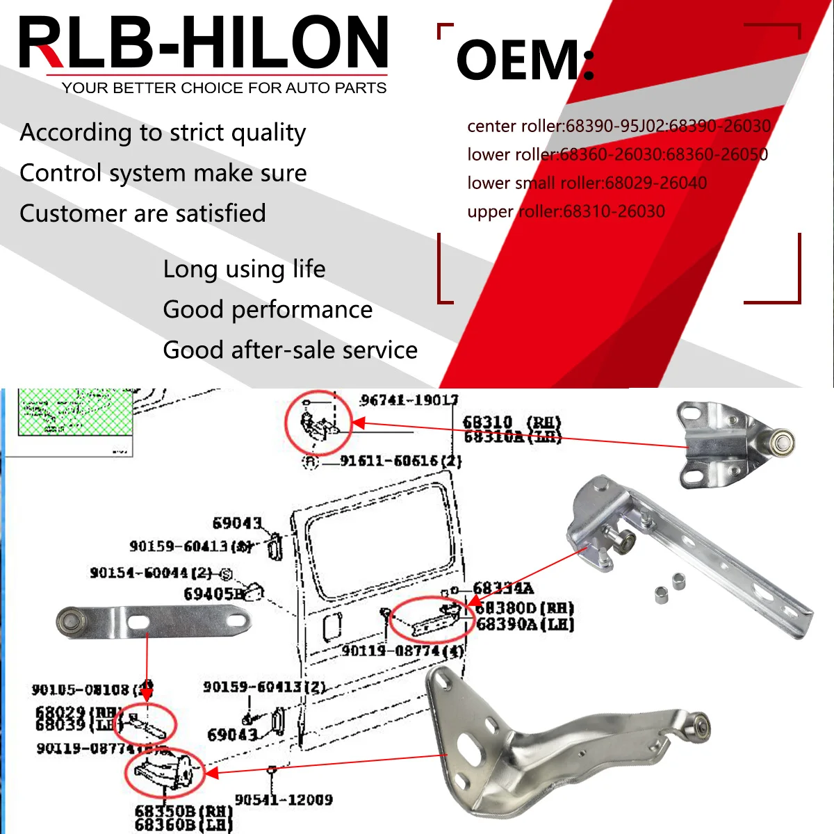 Sliding door Roller Upper Top Bracket For Toyota Hiace 1992 1993 1994 1995 1996 1997 1998 1999 2000 2001 2002 2003  68310-26030