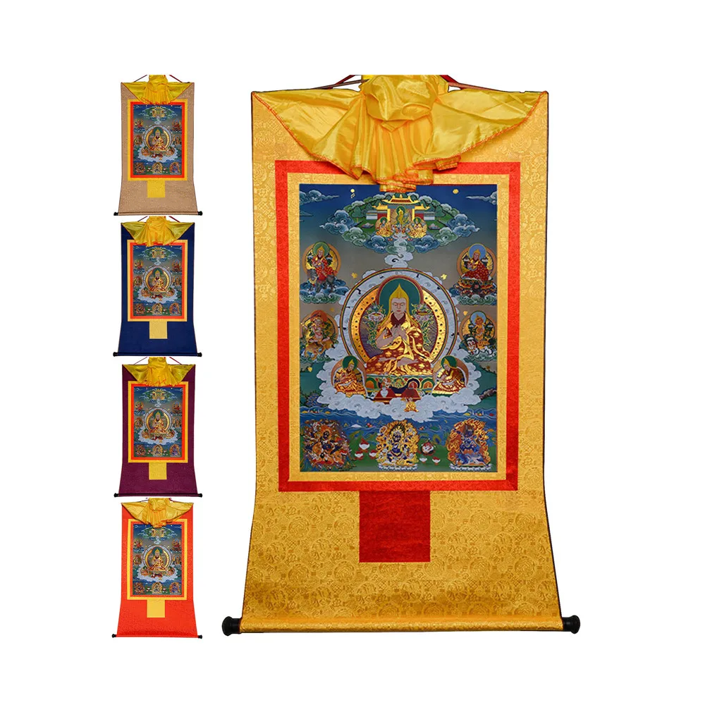 Gandhanra Bronzing Printed Thangka Art - Je Tsongkhapa(Je Rinpoche,Losang Drakpa) Thangka,Hand Framed Tibetan Buddhist Thangka