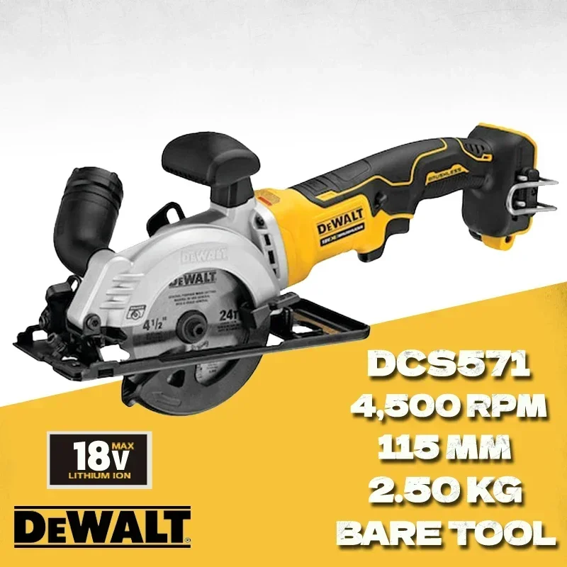 DEWALT Circular Saw DCS571 ATOMIC 20V MAX 115MM 4-1/2-Inch Brushless Cordless Cutting Machine Woodworking Saw Dewalt Power Tool