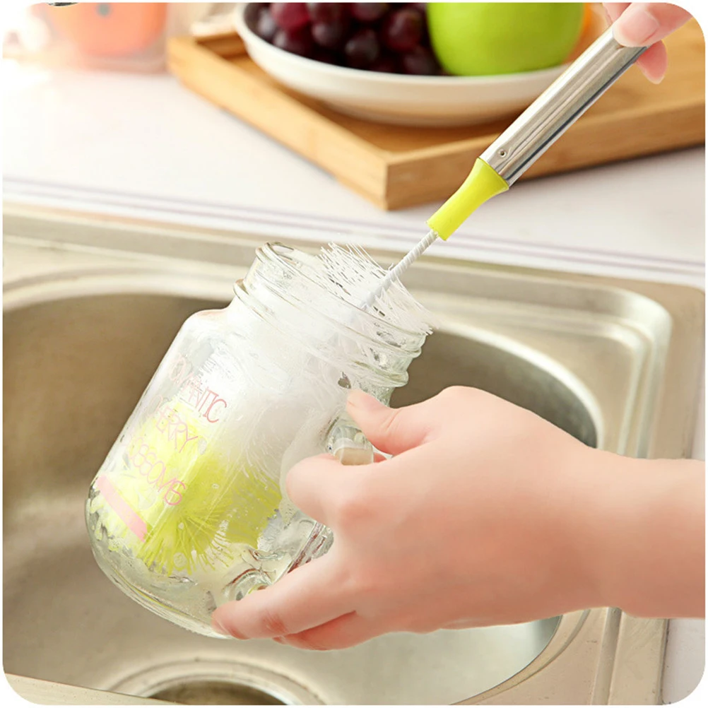 

3 Pcs Bottle Brush Mug Washer Nylon Stainless Steel Cleaner Cup with Long Handle