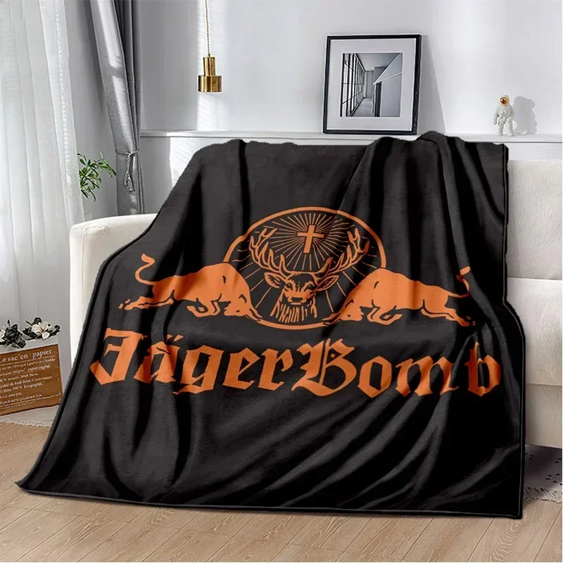 Holy Deer liquor Jaegermeister logo printed blanket Warm Soft and comfortable throw bed linings birthday gift Picnic Camping f2