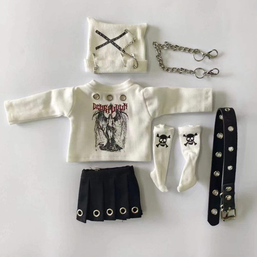 1/4 1/6 Doll's Clothes Suit for 45/30cm Bjd Doll Versatile Set Hat+top+skirt+socks Girl Toy Play House Doll Accessories, No Doll