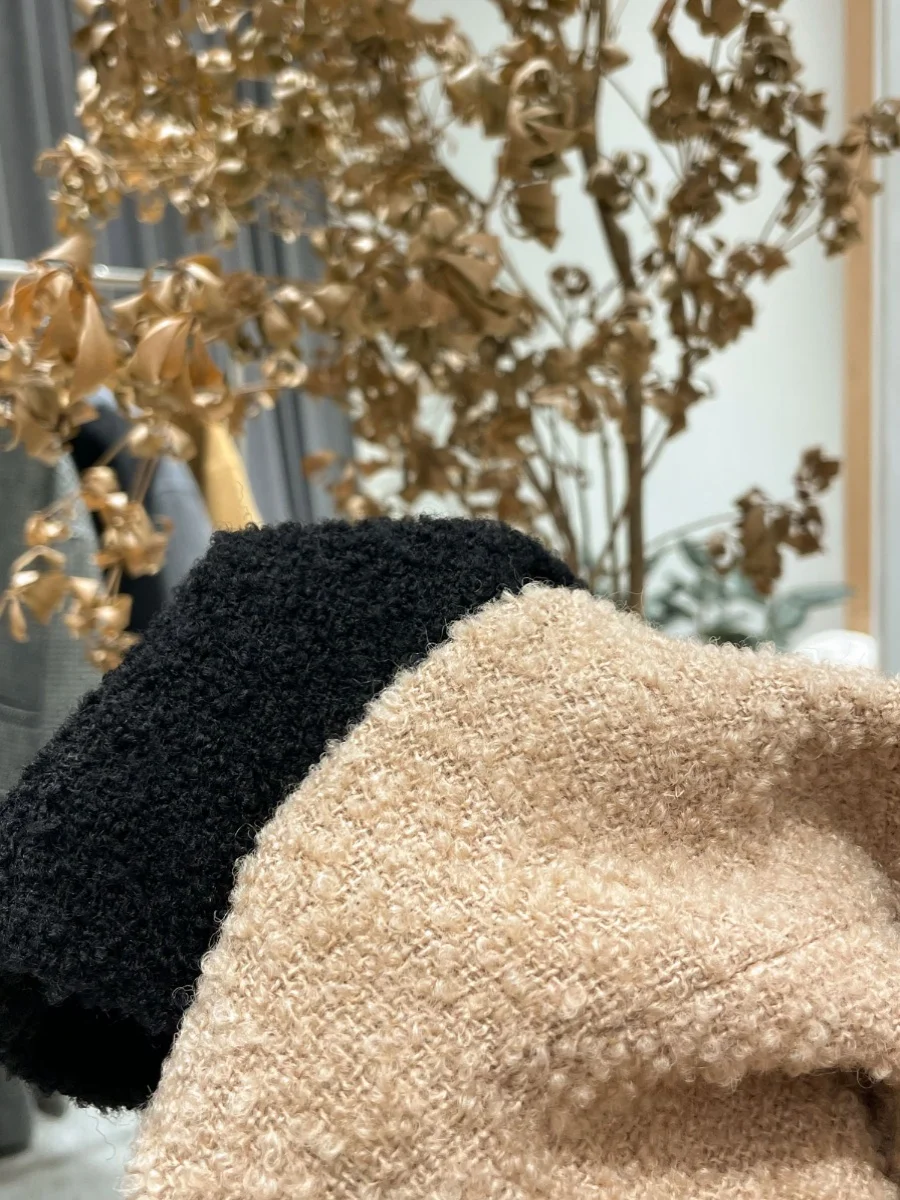 Nuo Xiaola Authentic 2026 Spring New  Brand RA Circle Woolen Coat Light Camel Black Commute Style Slim Fit Wool Blend