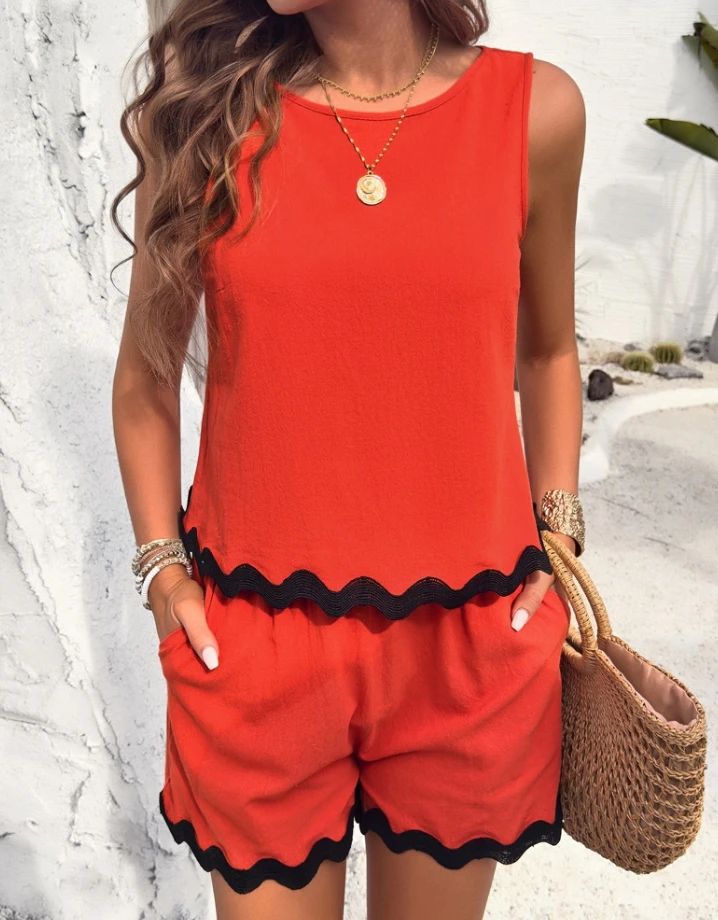 

Popular Leisure and Fashionable Lace Set Women's Elegant Casual 2024 New Summer Fashion Women's Suit Set