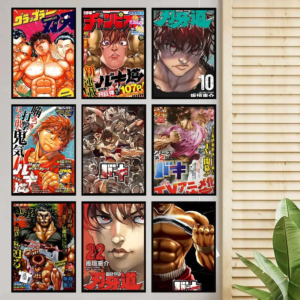 Anime Baki The Grappler Poster Self-adhesive Art Room Entrance Restaurant Wall Decor Art Painting