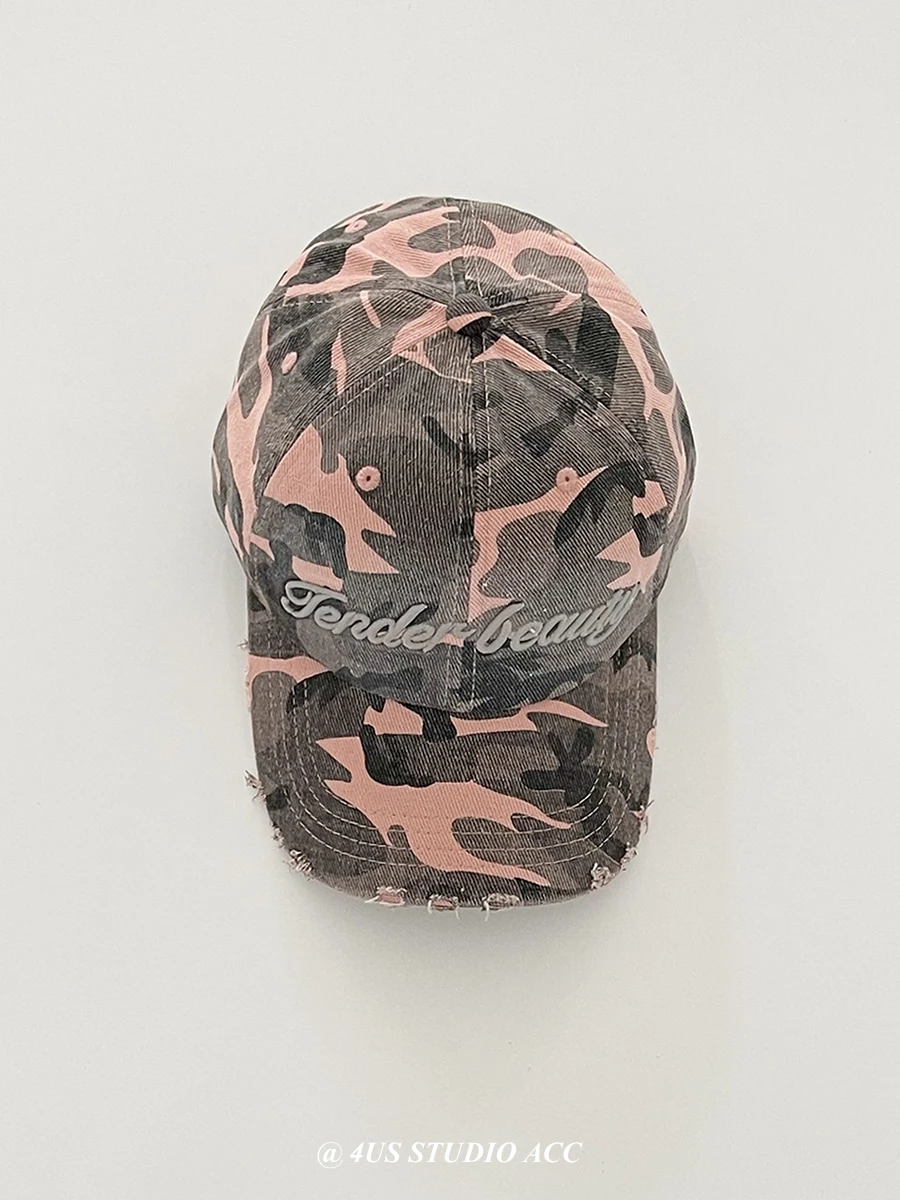 Korean Style Camouflage Embroidered Baseball Cap Female Street Fashion Brand Soft Top Sun Hat Male Peaked Cap