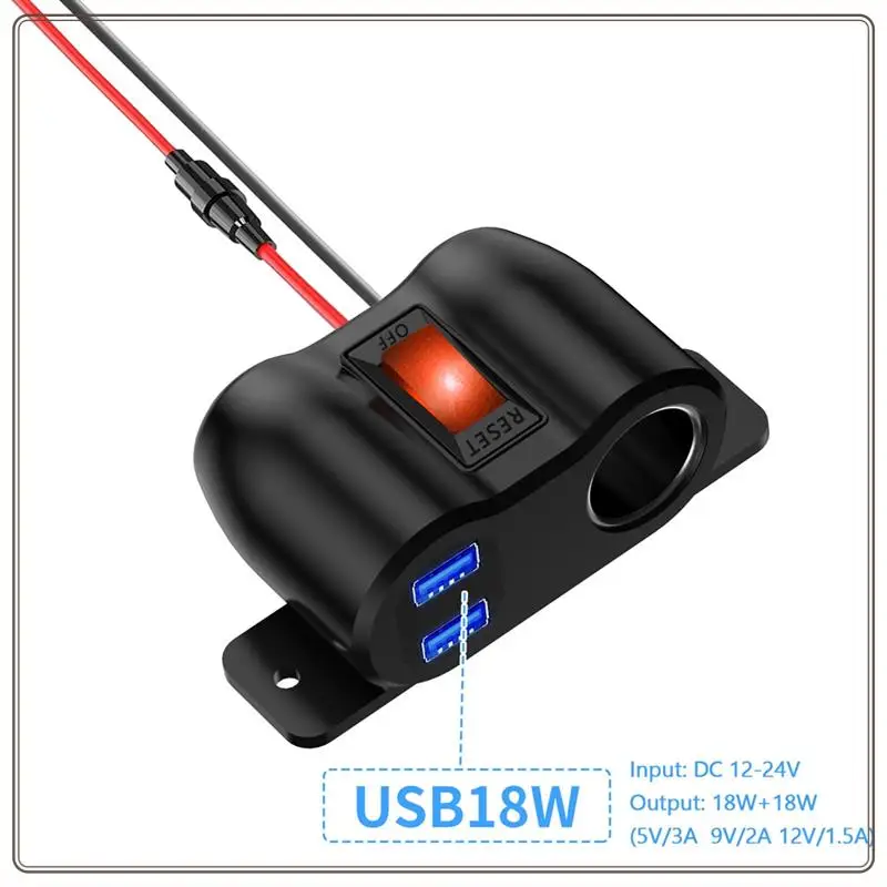 Reliable-QC3.0 USB 3.0 Cigarette Lighter Socket Splitter With Voltmeter 12V Car Charger Power Adapter For Marine Motorcycle Truc