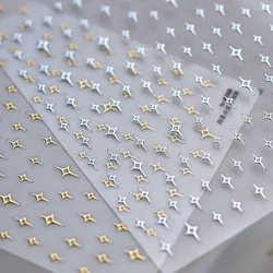 1pc 5D Kawaii Hot Stamping Star Nail Sticker Fashion Luxury Gold Sliver Nail Art Stickers Self-Adhesive Decals Decorations DIY