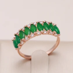 Kienl Full Green Natural Zircon Women's Ring 585 Rose Gold Color Vintage Ring Bride Wedding Jewelry Luxury Design Best Gift