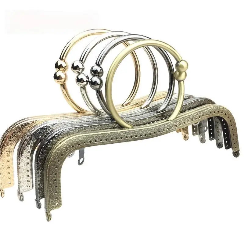 1Pcs Bag Accessory 22cm Metal Purse Frame Kiss Clasp Lock Ring Handle M Shape For DIY Bag Handle
