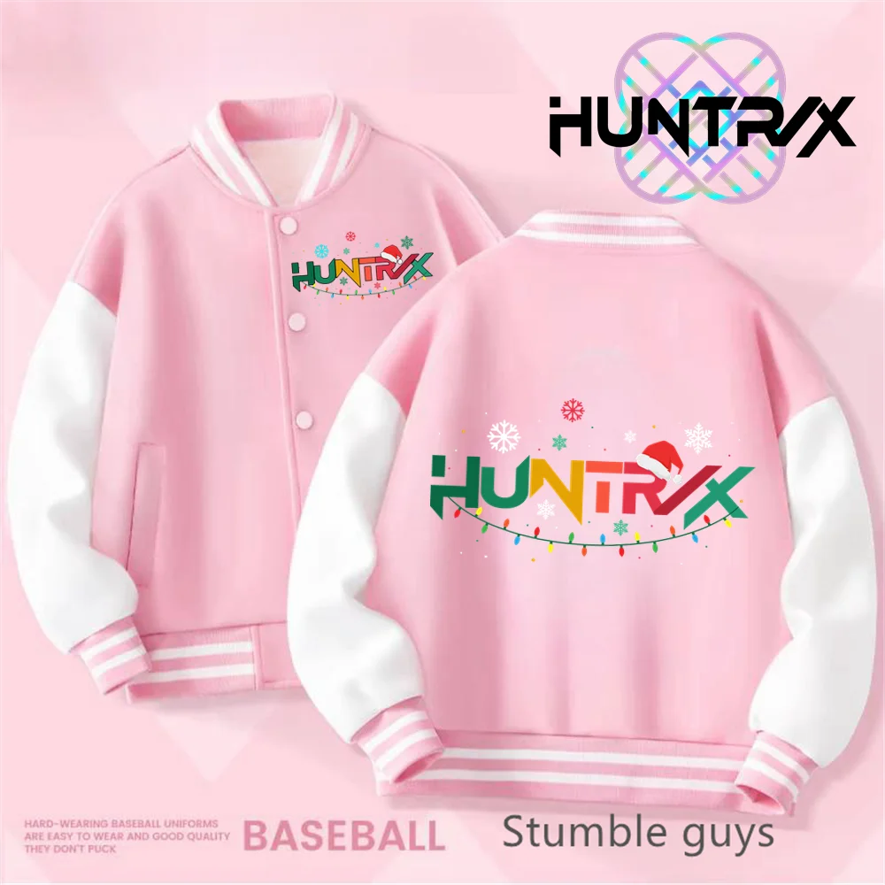 K-Pop Demon Hunter Kinder-Baseballuniform, Sporthemd für Jungen, Cartoon-Druck, lässiger Top-Mantel für Mädchen, Frühlings-/Sommerjacke