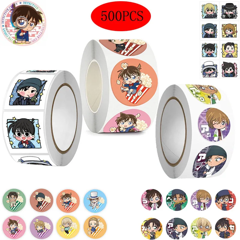 

500PCS Cartoon Detective Conan Stickers Kawaii Anime Figure Image DIY Children's Reward Envelope Sealing Decoration Sticker