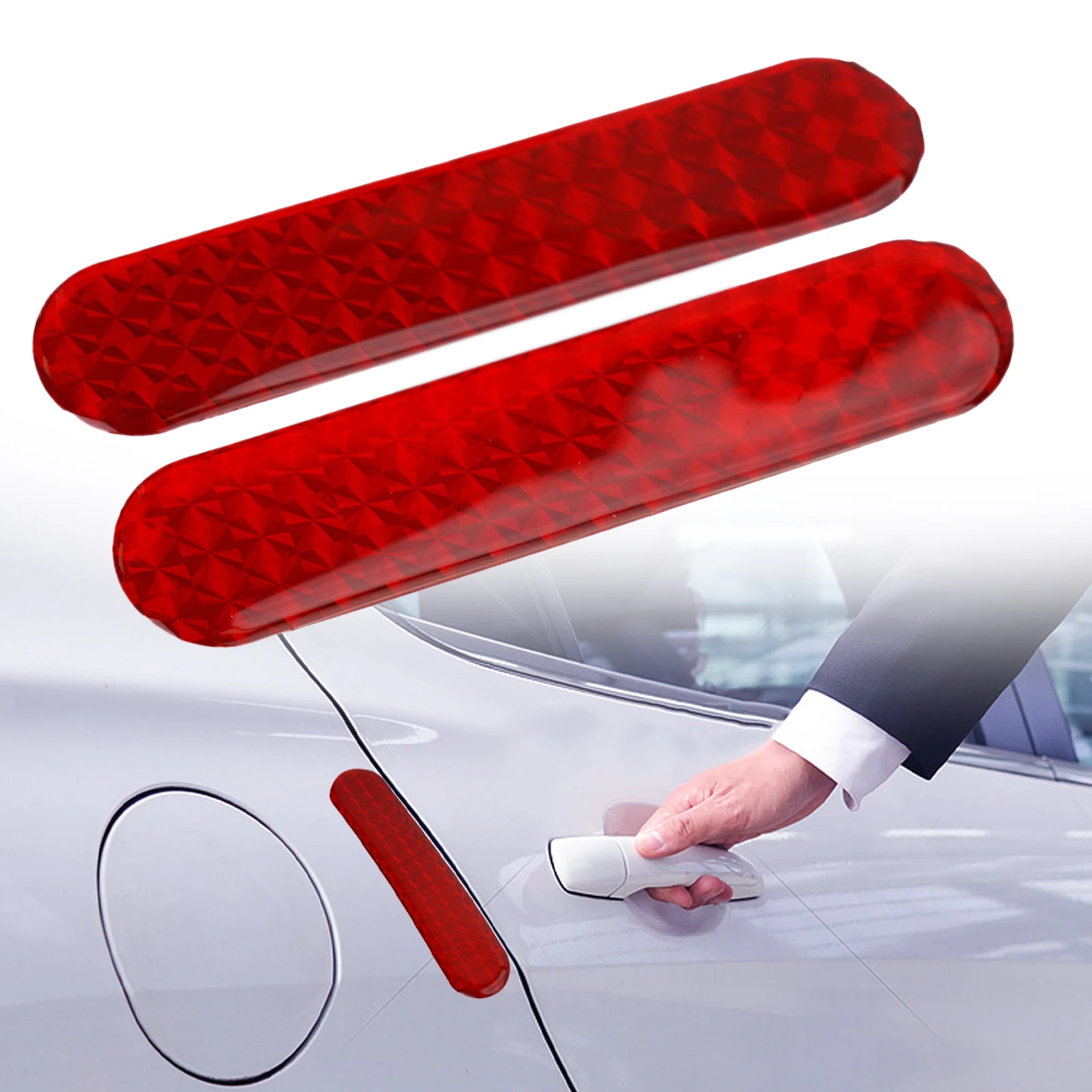 2pcs Car Door Open Stickers Reflective Tape Safety Decal Car PVC Safety Reflective Tape Epoxy Wheel Eyebrow Door Edge Stickers