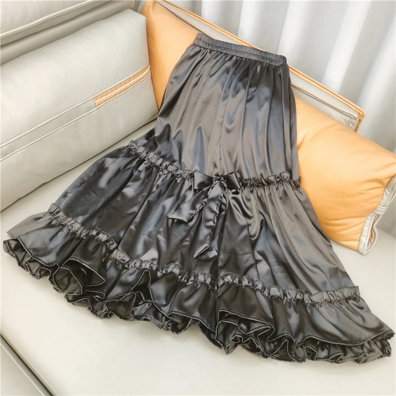 Jupe de bal en Satin rose pour femmes, élégante, bretelles Spaghetti, ligne a, longueur thé, dentelle fantaisie, robes de soirée de haute qualité