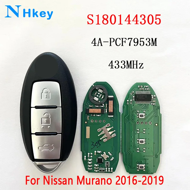 

NHkey Smart Remote Car Key 433.92Mhz Original 4A For Nissan Teana 2016 PCF7953M HITAG AES Chip S180144311