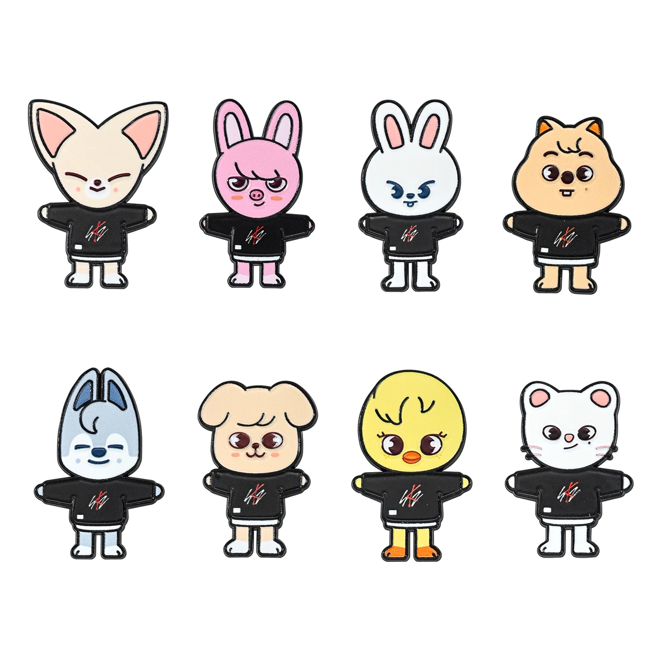 8-teiliges KPOP Cartoon-Broschen-Set mit Tiermotiven, Emaille-Pins, Sammlerstück, Dekoratives Zubehör für Taschen und Rucksäcke, Geburtstagsgeschenk für Fans – Detail 2