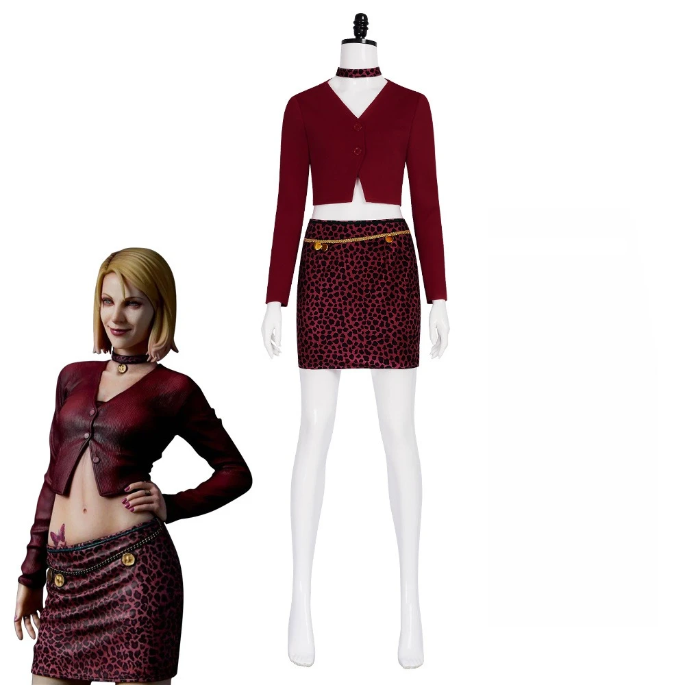 

Nurse Maria Cosplay Movie Silent Fantsy Costume Terror Red Coat Sexy Leopard Skirt Girl Costume Halloween Party Suit for Woman