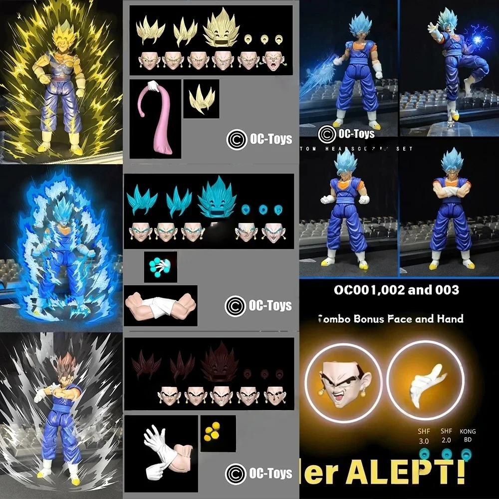 Oc-Toys Vegetto Son Goku Vegeta Potara Heads Accessories Action Figure Dragon Ball Z Shf Super Saiyan Anime Collectible Gift Toy