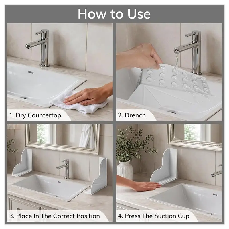 【Price Drop !!】No-Adhesive 2-Pack Silicone Shower Splash Guard, Reusable Bathtub Corner Water Blocker With Suction Cup Design