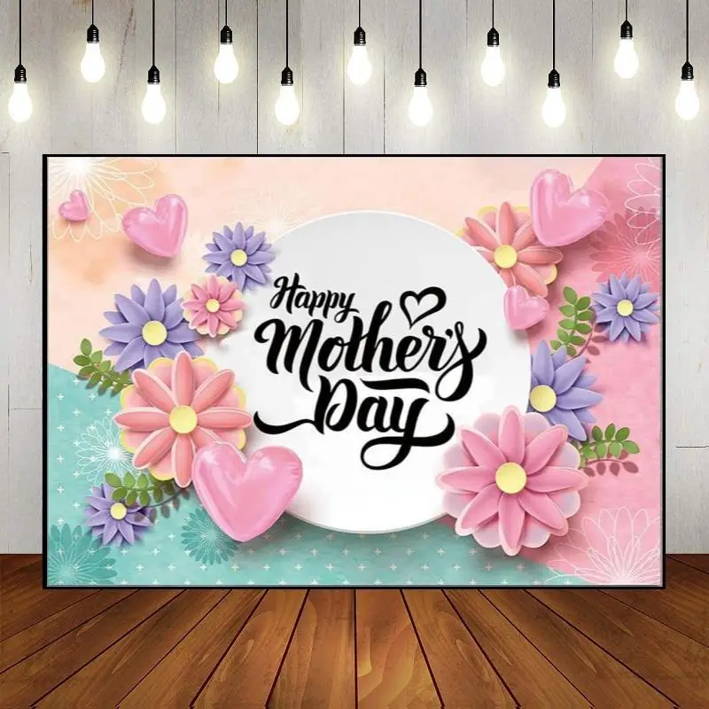 Custom Party Wall Banner Backdrop Pink Carnation Photography Decoration Flowers Mother's Day Theme Rose Family Floral Love Photo