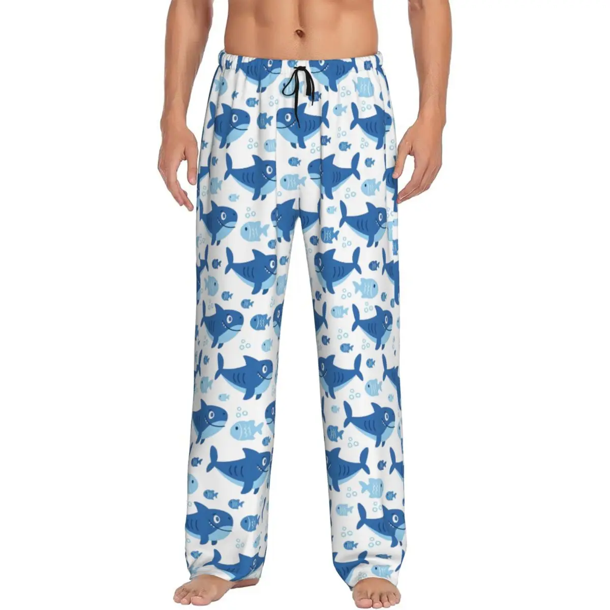 

Custom Printed Men Shark Pajama Pants Cute Animal Sleepwear Sleep Lounge Bottoms with Pockets