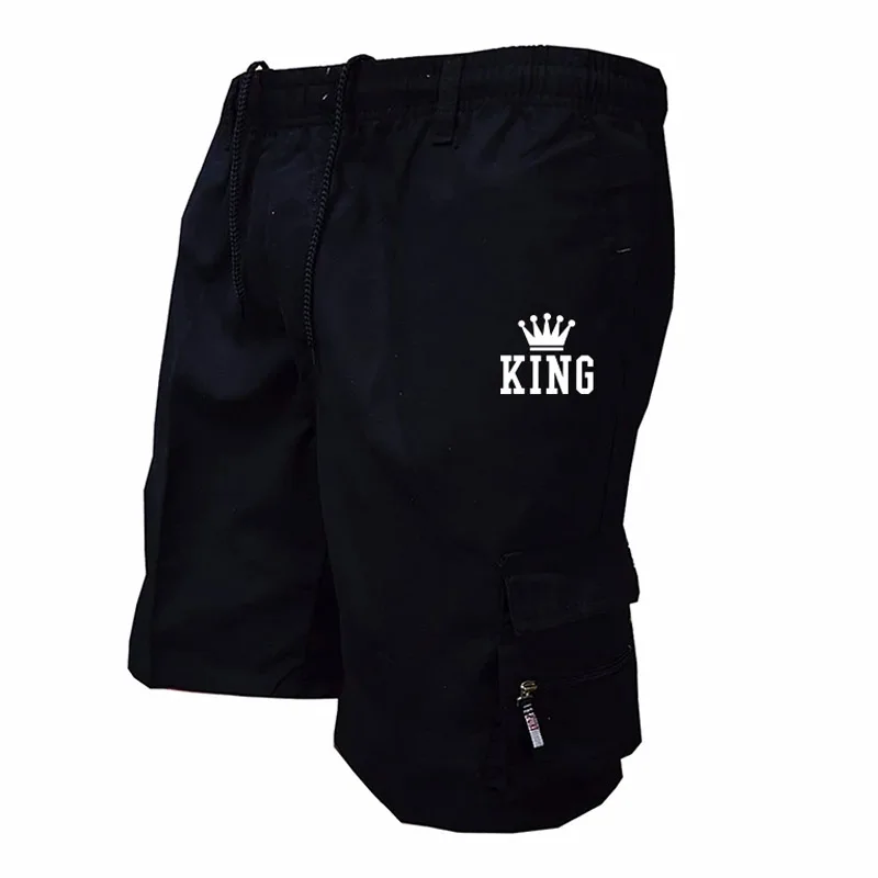 Men's Drawstring Capris Sweatpants Logo Print Cargo Short Man Basketball Trousers Summer Casual Jogging Track Pants