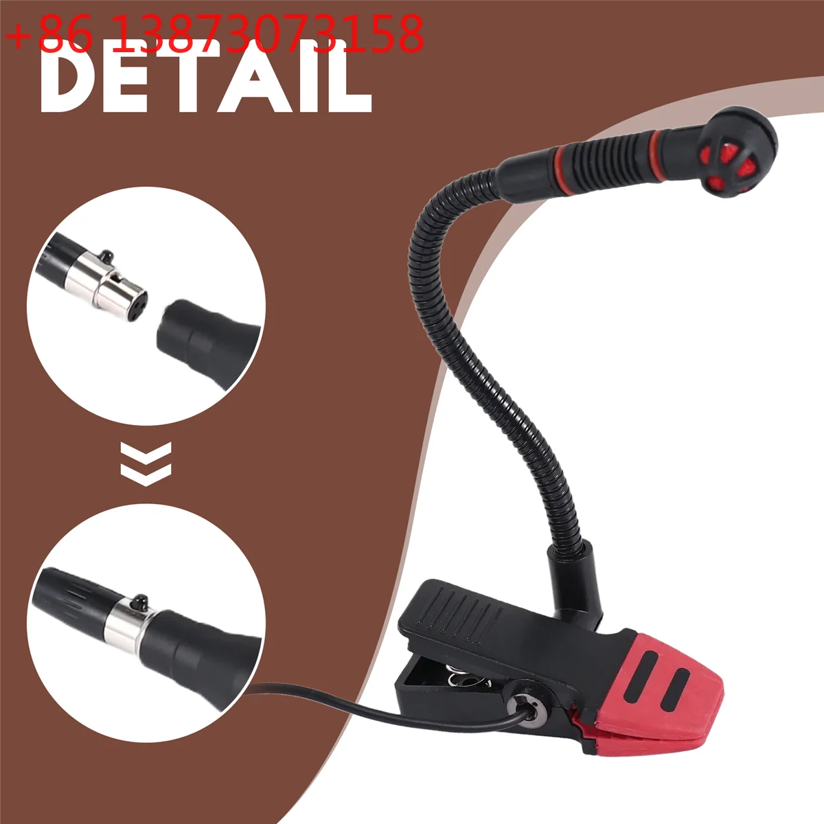 Microfone Condensador Instrumental Alctron IM500 Clip-on de Qualidade Superior com Haste Flexível para Orquestra, Saxofone e Trompete