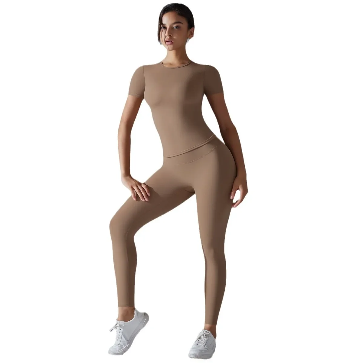 double-sided brushed tight fitting high elasticity breathable yoga suit set for running, fitness, sports, yoga suit for women