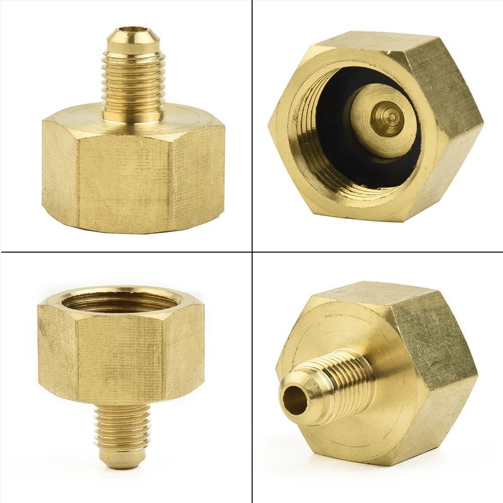 Conditioner Adapter Bottle Brass Gold Bottle For R134A 5/8\