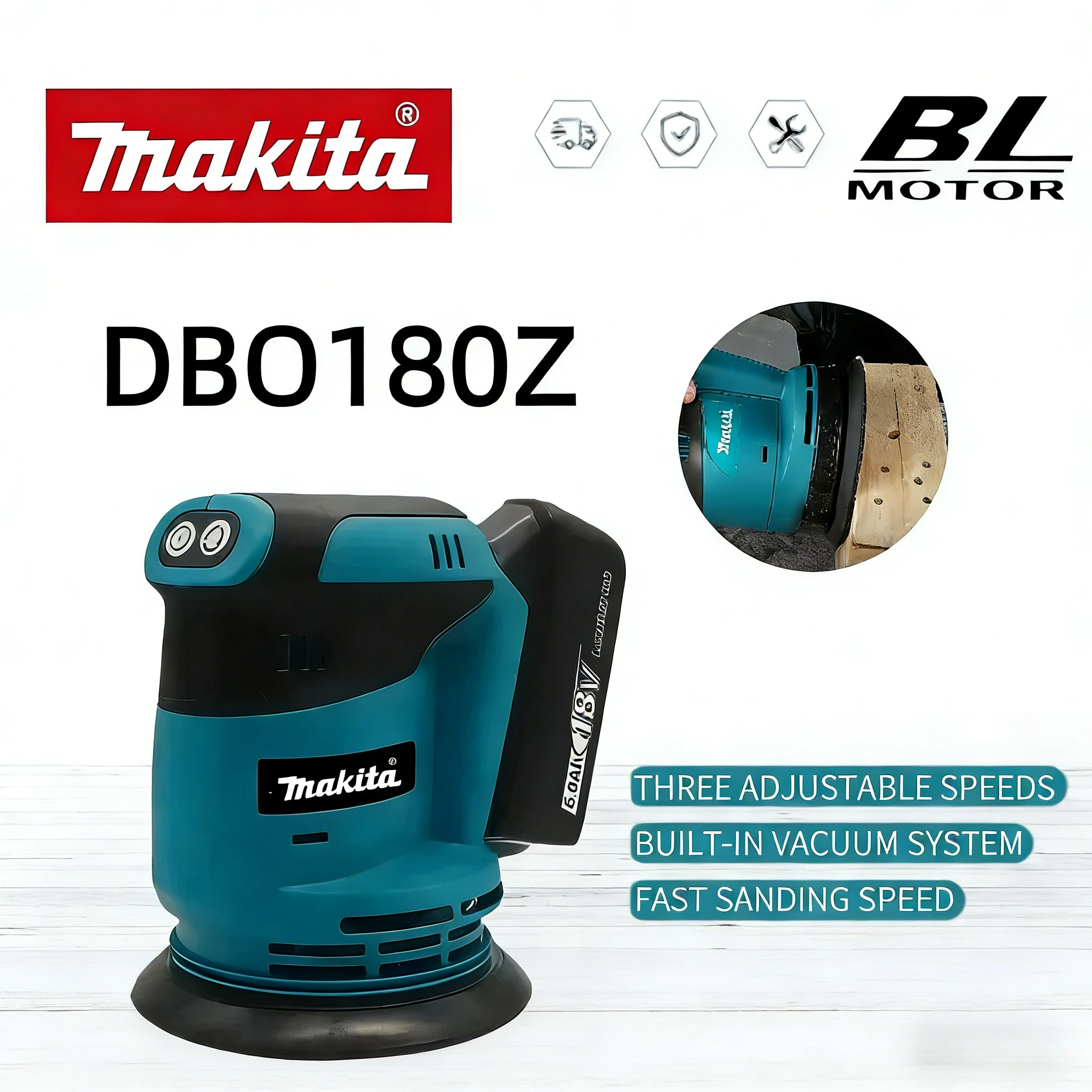 makita-dbo180z-cordless-rechargeable-disc-brushless-18v-random-orbital-sander-woodworking-sanding-putty-polishing-bare-tool