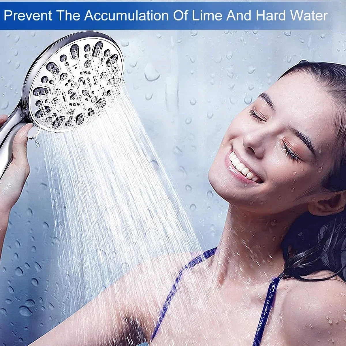 High Pressure Shower Head 5 Modes Adjustable Showerheads with Hose Water Saving Spray Nozzle Shower Head Bathroom Accessories