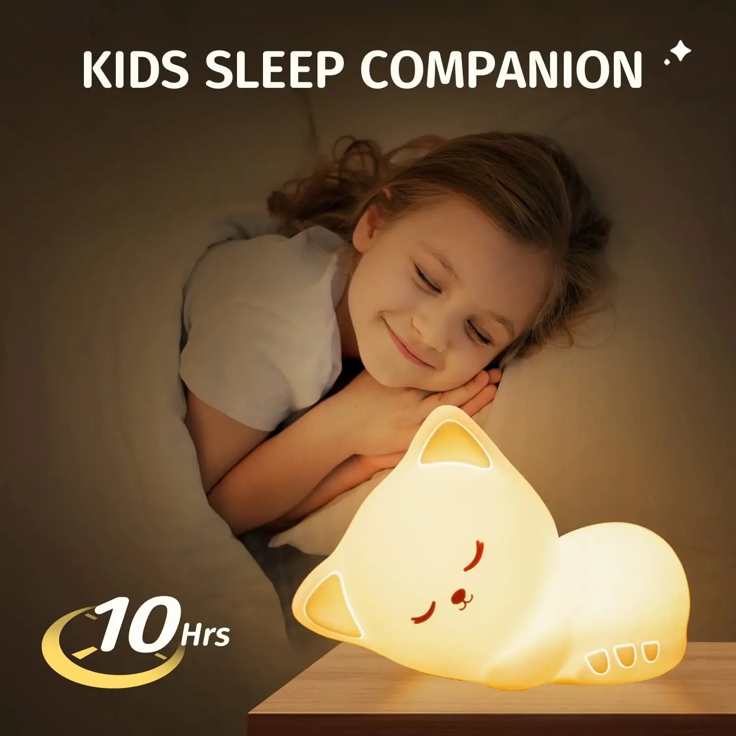 Bonito Silicone Table Lamp for Kids, Tap Control, Custom, Night Light, alta qualidade