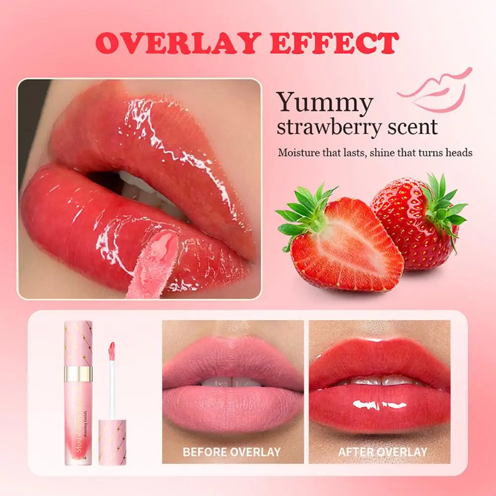 Juego combinado de aceite de labios nutritivo de fresa, brillo de labios portátil antiseco hidratante de larga duración con llavero, bálsamo labial, regalos de Festival