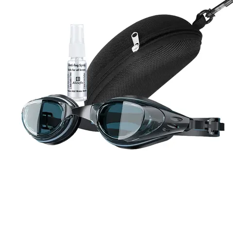 Custom Myopia Prescription Swim Goggles for Adult Kids, Anti-Fog,Left/Right Different  Power (-6.0 to Plano),  Adjustable Strap