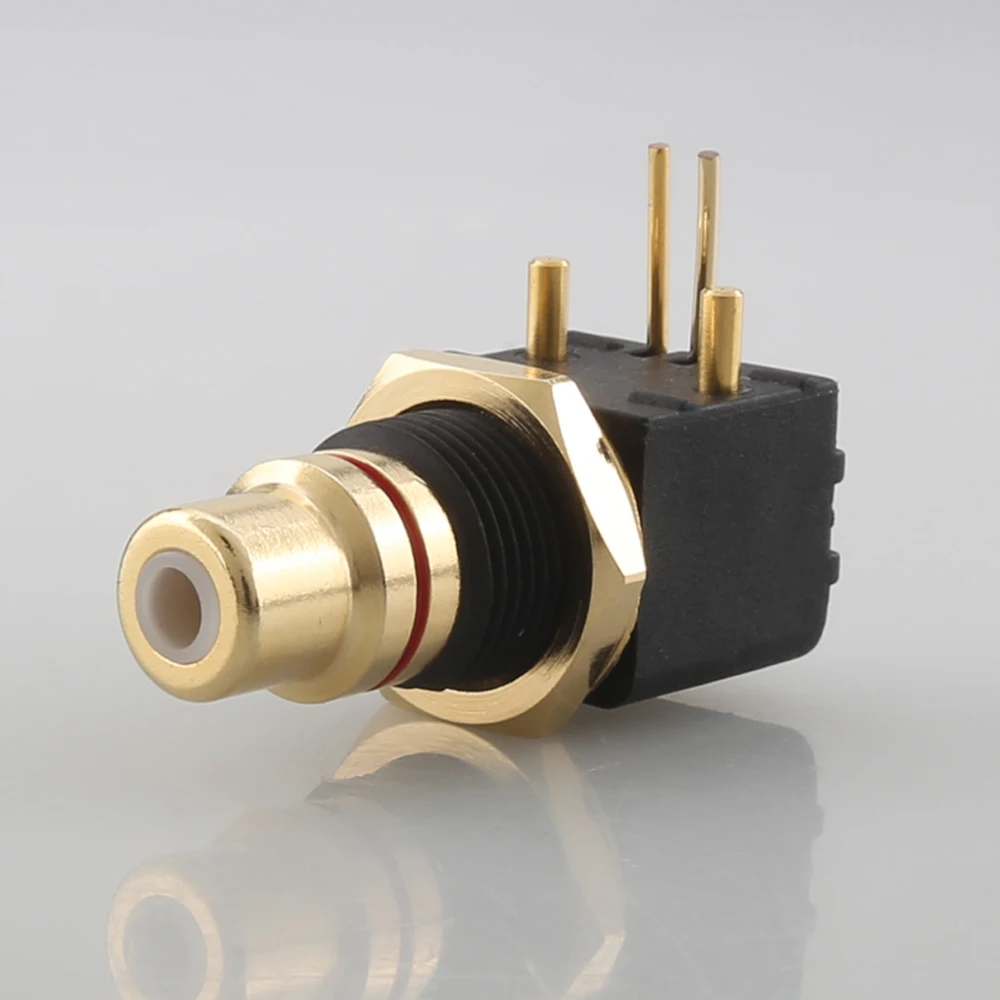 4 Buah HI-END Panel PCB Mount RCA Gold Socket Female Jack Audio Video AV Connector LR255