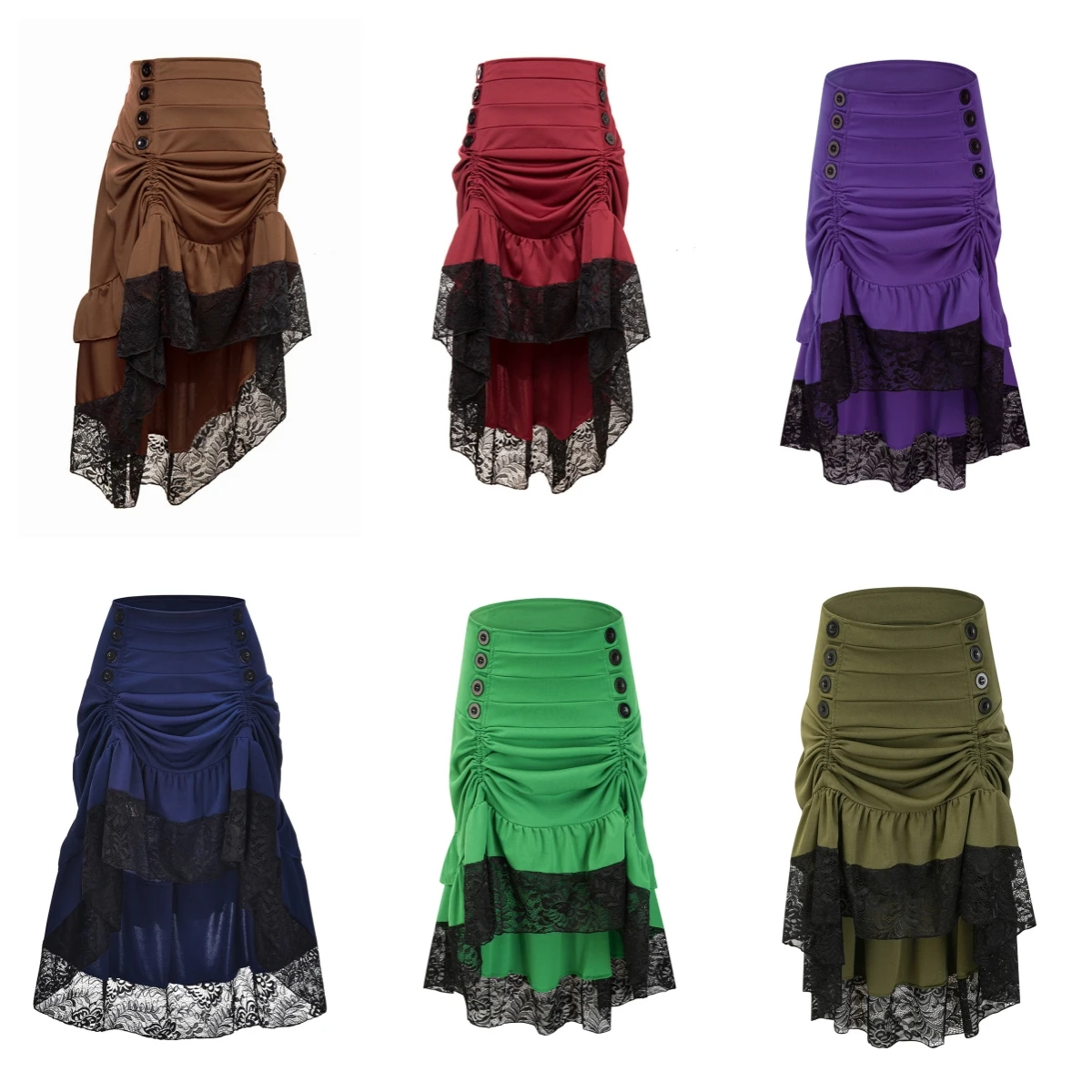 

Renaissance Medieval Vintage Skirt Asymmetrical Large Size f Skirt Performance Ethnic Women's Clothing Stage Costume