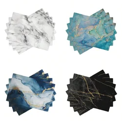 4pcs Marble Table Placemats Washable Marble Style Table Mats Wipe-Clean And Easy To Clean Suitable For Home Kitchen Decor