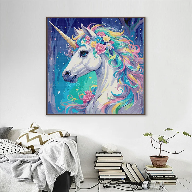 Joy Sunday Animal Pattern Cross Stitch Set Aida 11CT 14CT 16CT Unicorn Printing Sewing Kit DIY Children Hand Embroidery Gifts