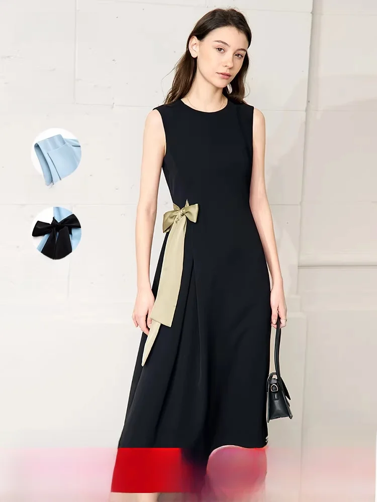 

Ele Commute Color Blo Belted round Ne Svel Dr Women's Little Bla Dr Summer New Arrival i A-Line Midi...