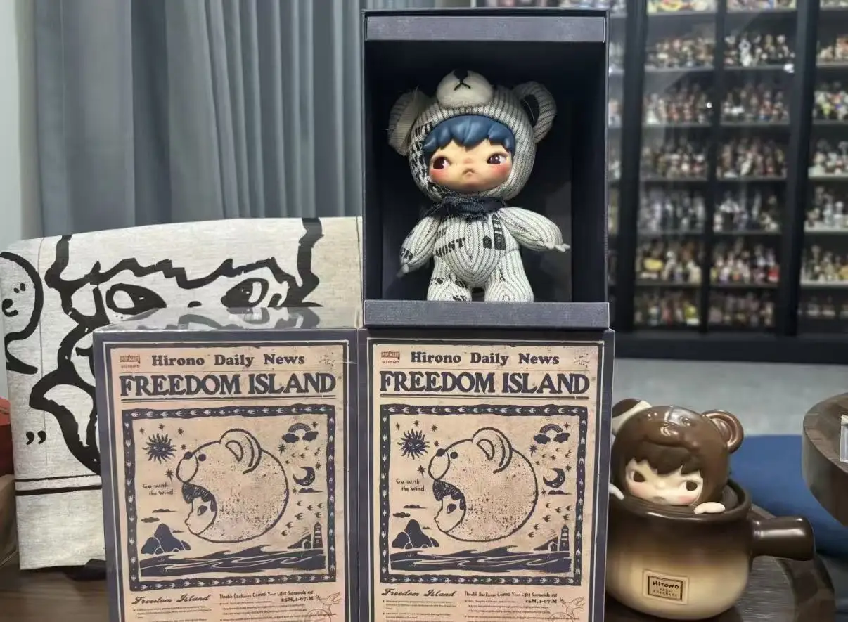 POP MART HIRONO Freedom Island Mystery Blind Box Plush Pendant Cute Desktop Decoration Figure Collection Gift