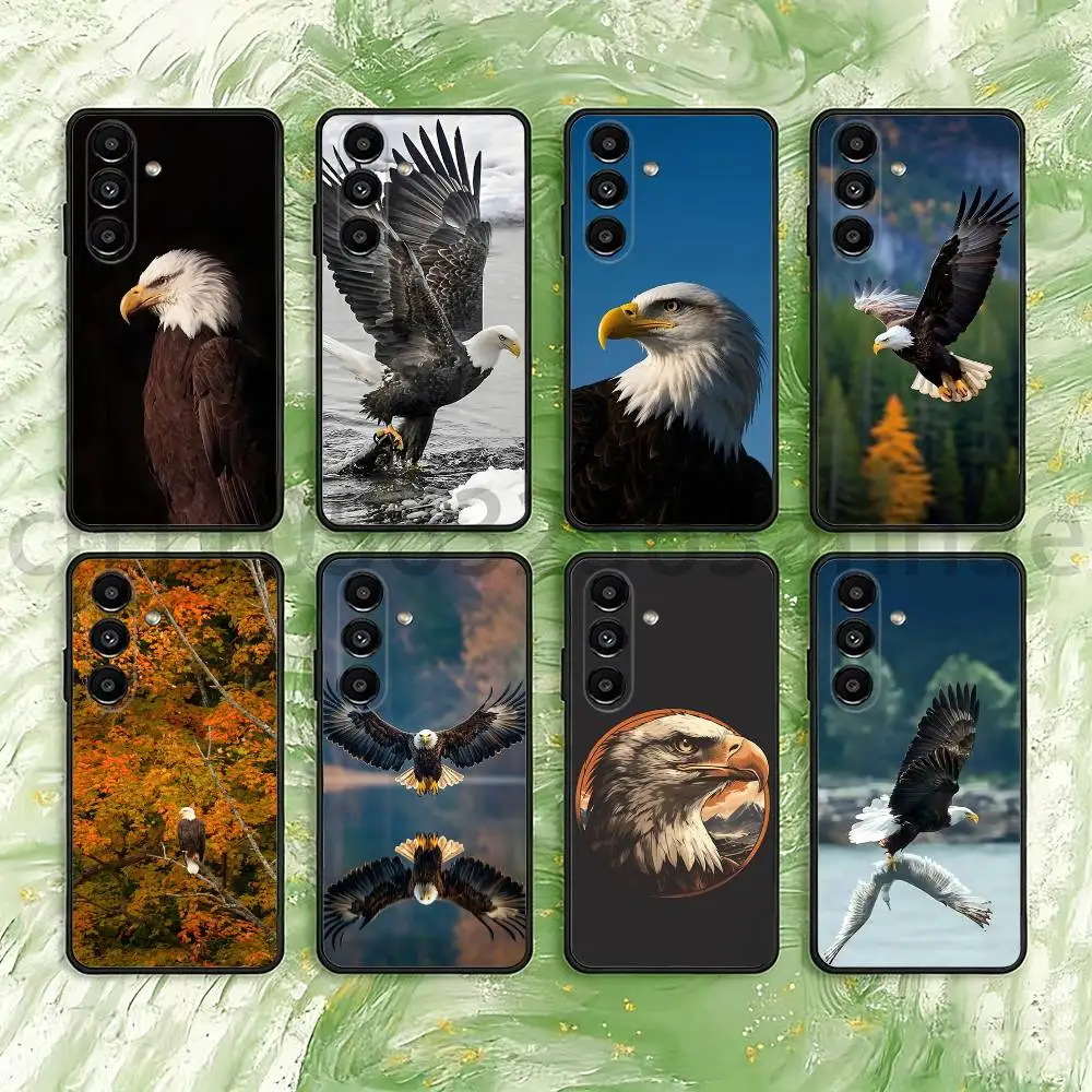 

Eagle Cool Animal Phone Case For Samsung S25,24,21,22,23,S30,Ultra,S20,Plus,Fe,Lite,Note,S10,S9,Black Soft Shell