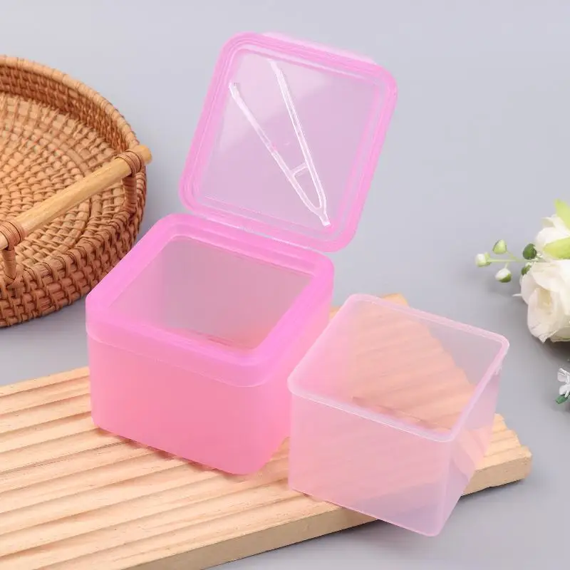 300g Double Layer Square Makeup Remover Cotton Box Flip Cover Self Matching Tweezers Cotton Pads Storage Box