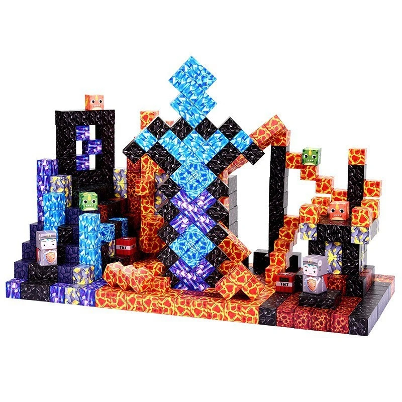 Magnetic Building Blocks Mine World Magnet Cube for Stacking Construction Set Educate Sensory Toys Kids Boys Girls Ages 3+ DIY