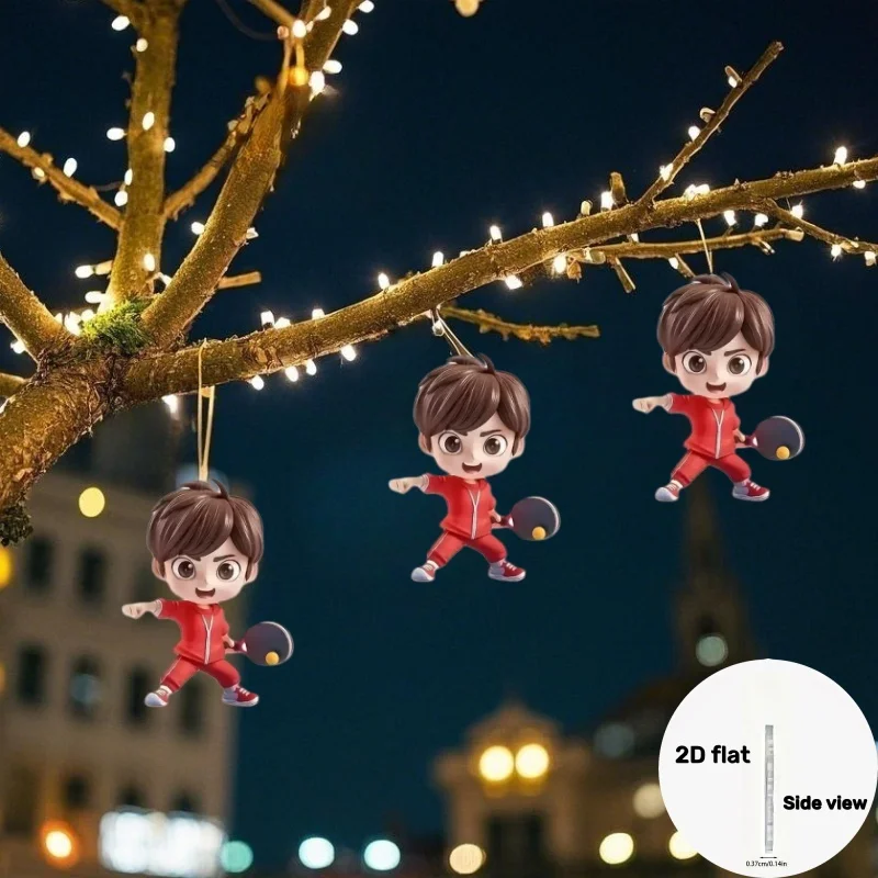 

2D Flat Acrylic Cute Ping Pong Player Keychain Perfect Key Backpack Accessory Sports Decoration Charm Party Gifts for Friends