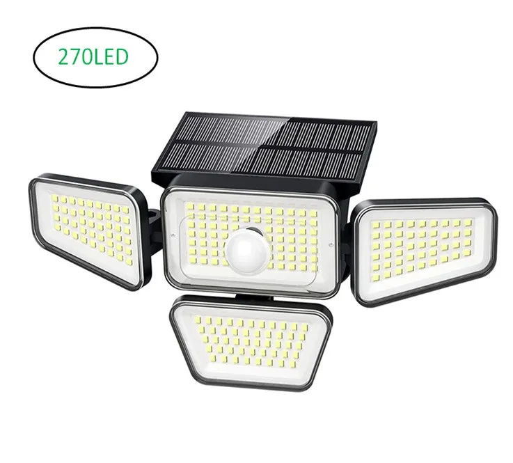 

Outdoor LED Wall Solar Light With Motion Sensor Flood Light Waterproof Powerful 4 Heads 270LED Solar Street light Garden Decor